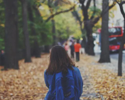 child walking to school