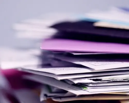 stack of purple files