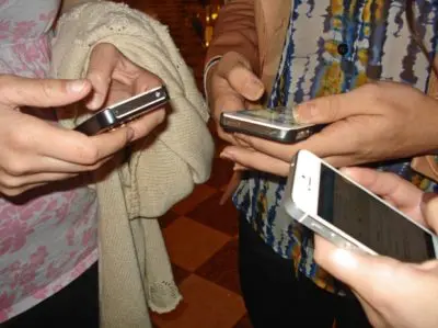 people using cellphones